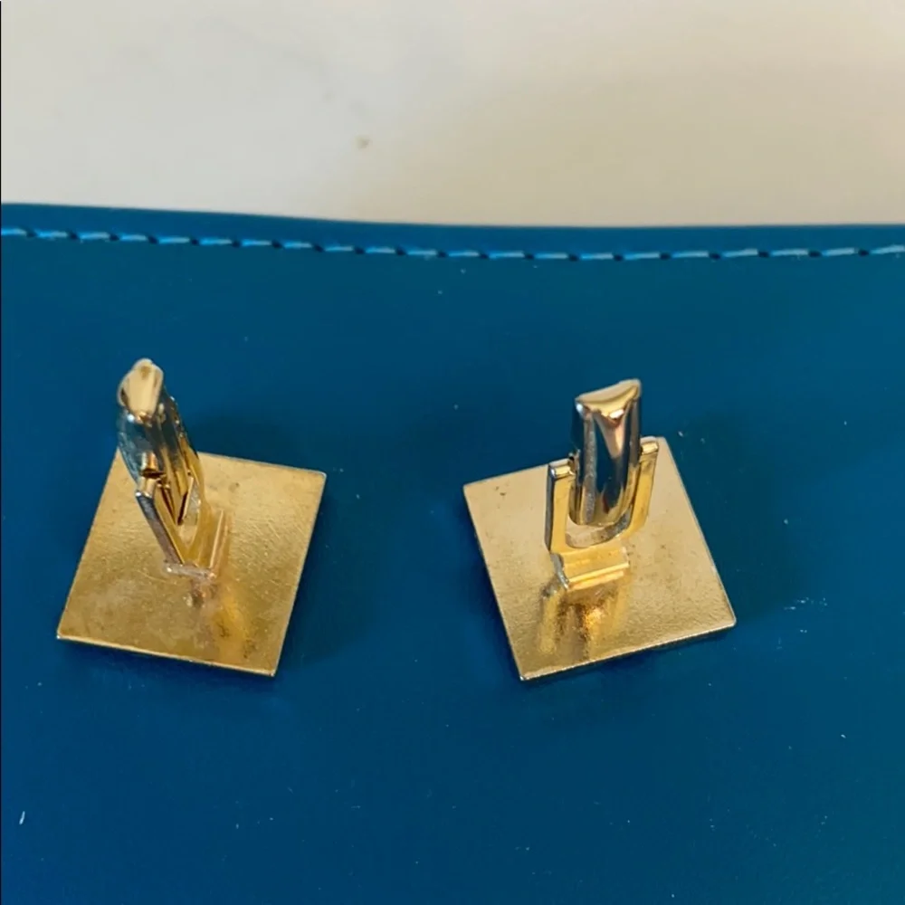 Vintage Etched Goldtone Cuff Links